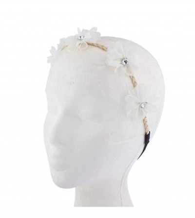 Headbands Crochet Suede Studded Flower Rhinestone Headband Set (3pc) - White - CG17XX6C6Z7 $10.69