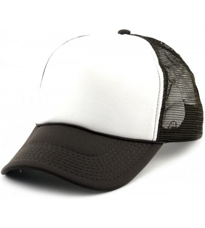 Baseball Caps Blank Mesh Adjustable Snapback Cotton 6-Panel Trucker Hat Cap - Brown/White - C511LZX3VZJ $18.63