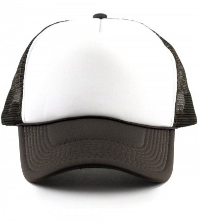 Baseball Caps Blank Mesh Adjustable Snapback Cotton 6-Panel Trucker Hat Cap - Brown/White - C511LZX3VZJ $11.92