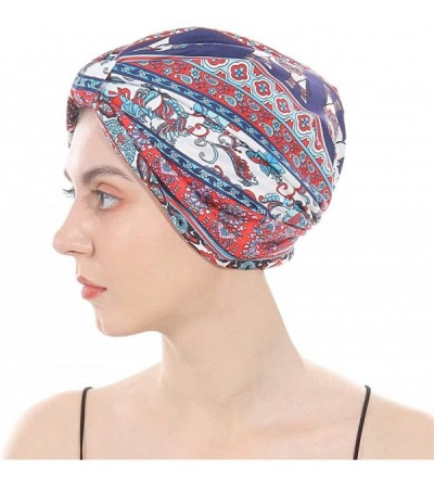 Skullies & Beanies Cotton Turbans Satin Liner Double-Layered Beanie Chemo Cap Sleep Bonnet - Red - CO18RWXY2CS $11.72