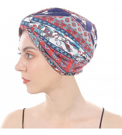 Skullies & Beanies Cotton Turbans Satin Liner Double-Layered Beanie Chemo Cap Sleep Bonnet - Red - CO18RWXY2CS $11.72