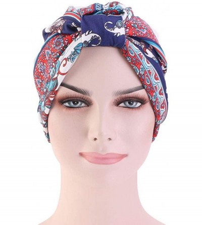 Skullies & Beanies Cotton Turbans Satin Liner Double-Layered Beanie Chemo Cap Sleep Bonnet - Red - CO18RWXY2CS $11.72