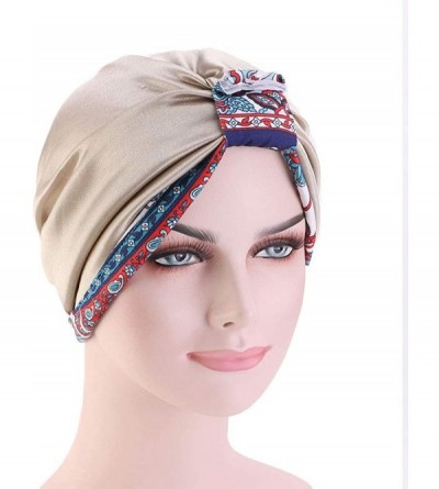 Skullies & Beanies Cotton Turbans Satin Liner Double-Layered Beanie Chemo Cap Sleep Bonnet - Red - CO18RWXY2CS $11.72