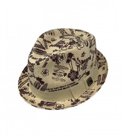 Fedoras Men Women Unisex Cool Summer Straw Upbrim Roll Up Fedora Hat Cap - Ht5804tan - CA18RRE5EY0 $35.33
