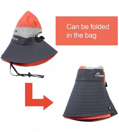 Sun Hats 2 Pieces Women's Outdoor Sun Hat UV Protection Foldable Mesh Wide Brim Beach Fishing Cap - Purple- Orange - CX18RGMS...
