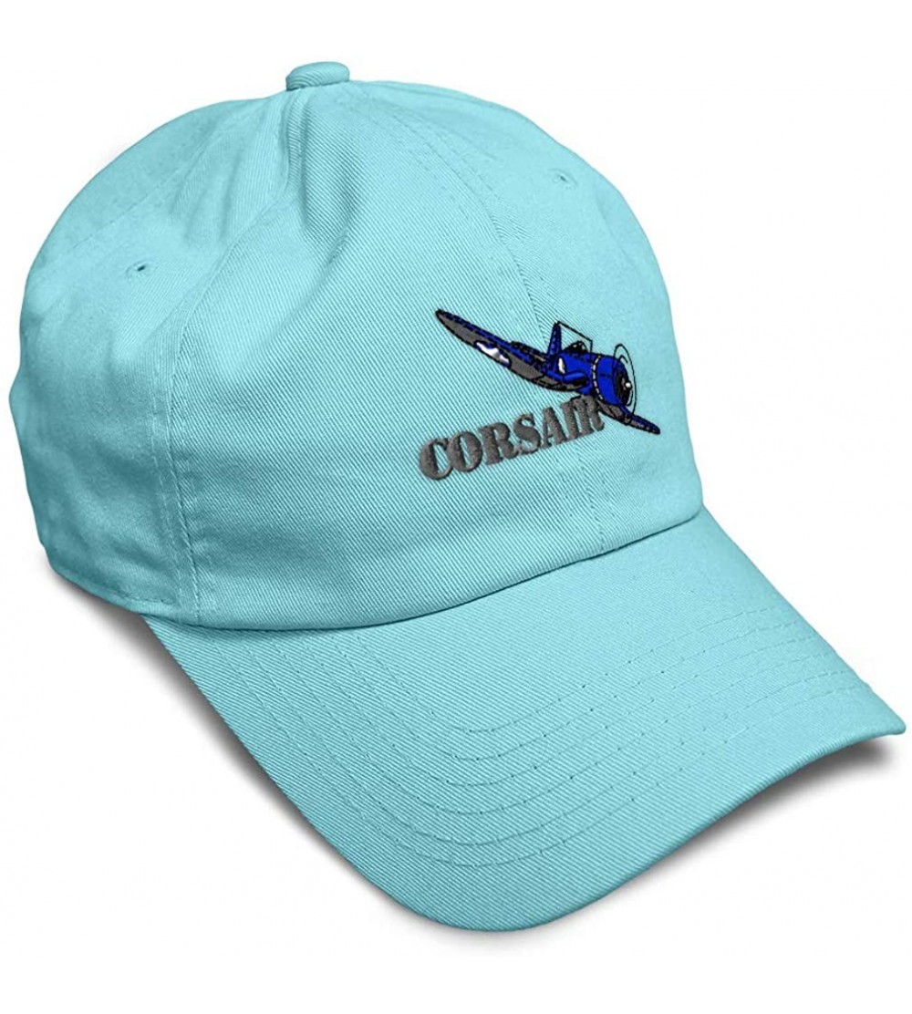 Baseball Caps Custom Soft Baseball Cap Corsair Aircraft Name Embroidery Twill Cotton - Mint - C618ZO33MUY $11.56