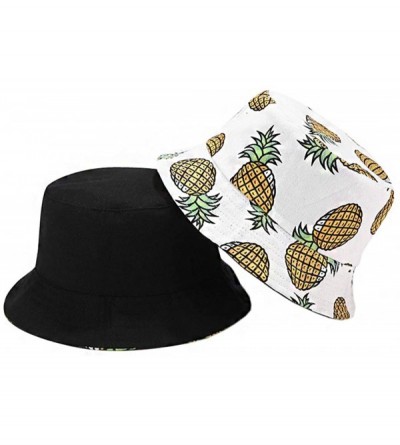 Bucket Hats Reversible Cotton Bucket Hat Multicolored Fisherman Cap Packable Sun Hat - White Pineapple - CS196EZXGGI $10.11