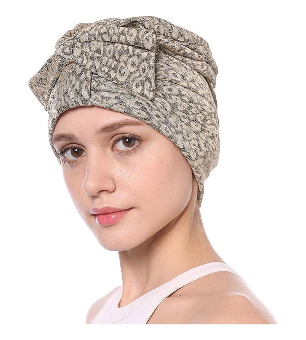 Skullies & Beanies Fashion Leopard Chemo Beanie Cap for Women Breathable Turban Headwraps for Sleeping Cancer Muslim Hair Los...