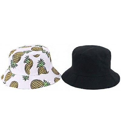 Bucket Hats Reversible Cotton Bucket Hat Multicolored Fisherman Cap Packable Sun Hat - White Pineapple - CS196EZXGGI $10.11