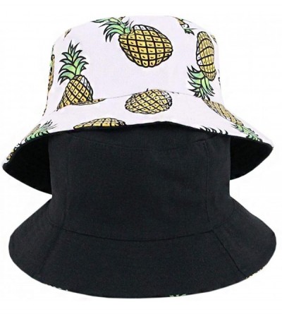 Bucket Hats Reversible Cotton Bucket Hat Multicolored Fisherman Cap Packable Sun Hat - White Pineapple - CS196EZXGGI $10.11