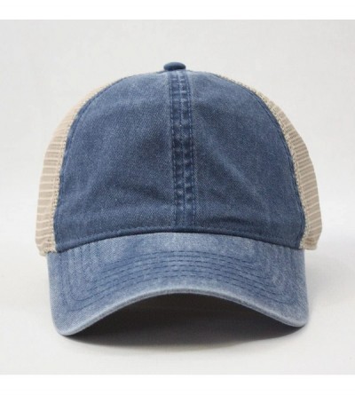 Baseball Caps Vintage Washed Cotton Soft Mesh Adjustable Baseball Cap - Navy/Navy/Khaki - CL12H3N27M7 $11.98