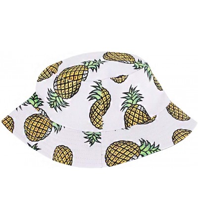 Bucket Hats Reversible Cotton Bucket Hat Multicolored Fisherman Cap Packable Sun Hat - White Pineapple - CS196EZXGGI $10.11