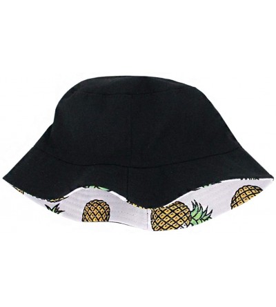 Bucket Hats Reversible Cotton Bucket Hat Multicolored Fisherman Cap Packable Sun Hat - White Pineapple - CS196EZXGGI $10.11