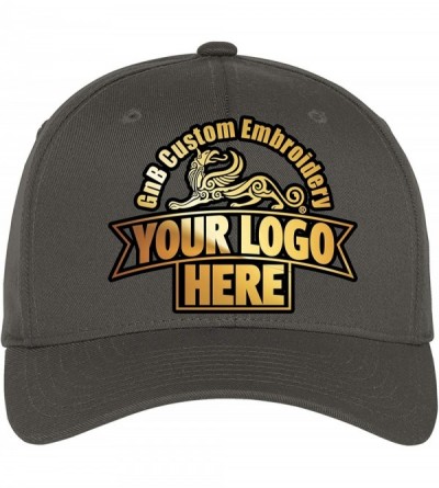 Visors Custom Hat 6277 and 6477 Flexfit caps Embroidered. Place Your Own Logo or Design - Dark Grey - CZ18G9EY422 $25.41