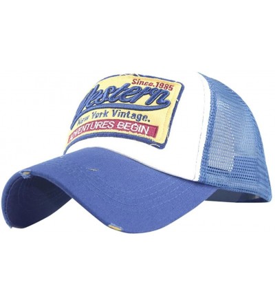 Baseball Caps Clearance Embroidered Summer Mens Cap Mesh Hats Casual Hip Hop Hats Baseball Caps Sun Hats - Blue - C718CZN2EXY...