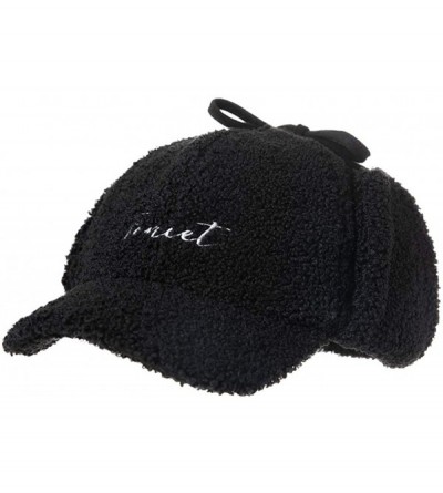 Baseball Caps Unisex Winter Fitted Baseball Cap Faux Fur Earflaps Trapper Elmer Fudd Hat 56-62cm - 00794-black - C118YZNXXS4 ...