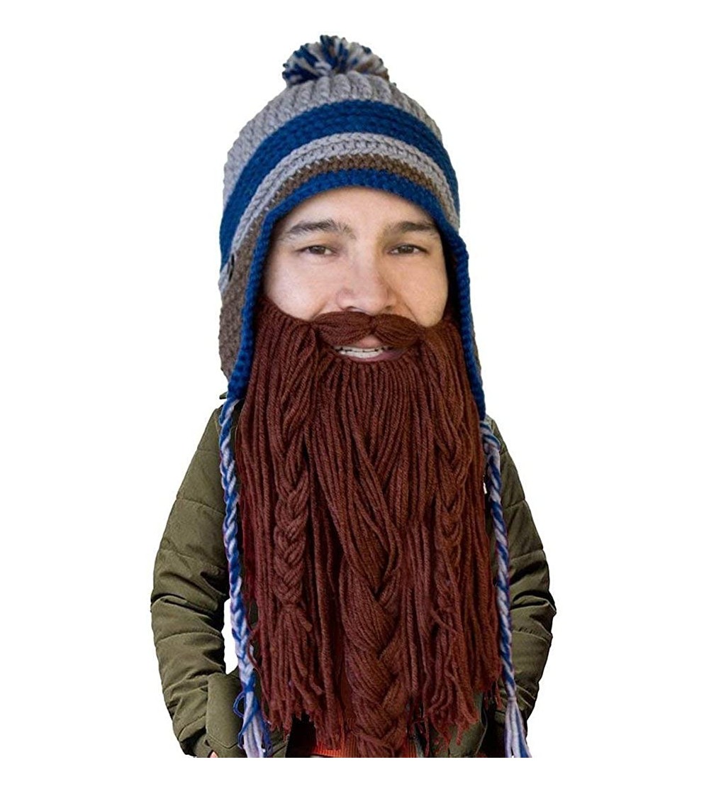 Skullies & Beanies The Original Barbarian Hearth Knit Beard Hat - Brown - CG12IQ8FMLB $28.64