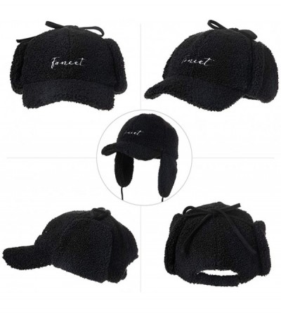 Baseball Caps Unisex Winter Fitted Baseball Cap Faux Fur Earflaps Trapper Elmer Fudd Hat 56-62cm - 00794-black - C118YZNXXS4 ...