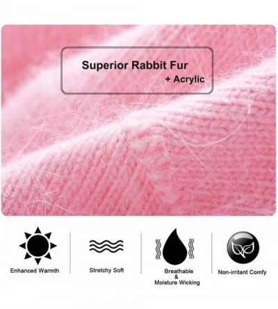 Skullies & Beanies Winter Warm Hats for Women Girls- 2-Layer Faux Rabbit Fur Knit Beanie Skull Cap - 1light Pink - CS18Z356N6...