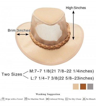 Sun Hats Mesh Sun Hat-Men's Straw Golf Soaker Cowboy Hats Summer Wide Brim Safari Fishing Outdoor for Dad - Natural - C318RHQ...