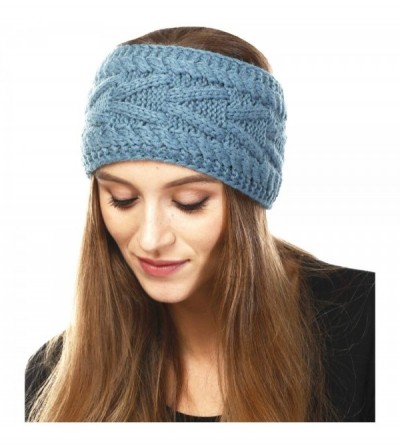 Cold Weather Headbands Women's Soft Knitted Winter Headband Head Wrap Ear Warmer (Solid Cable-Teal) - Solid Cable-Teal - C218...