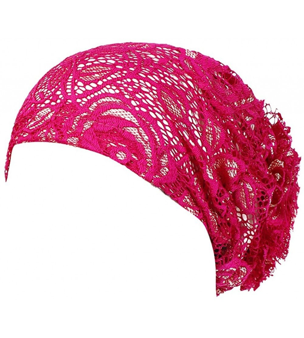 Skullies & Beanies Women Soft Warm Velvet Cancer Chemo Hat Beanie Turban Headband Elegant Wrap Cap - Hot Pink - CQ18OTS0W2D $...