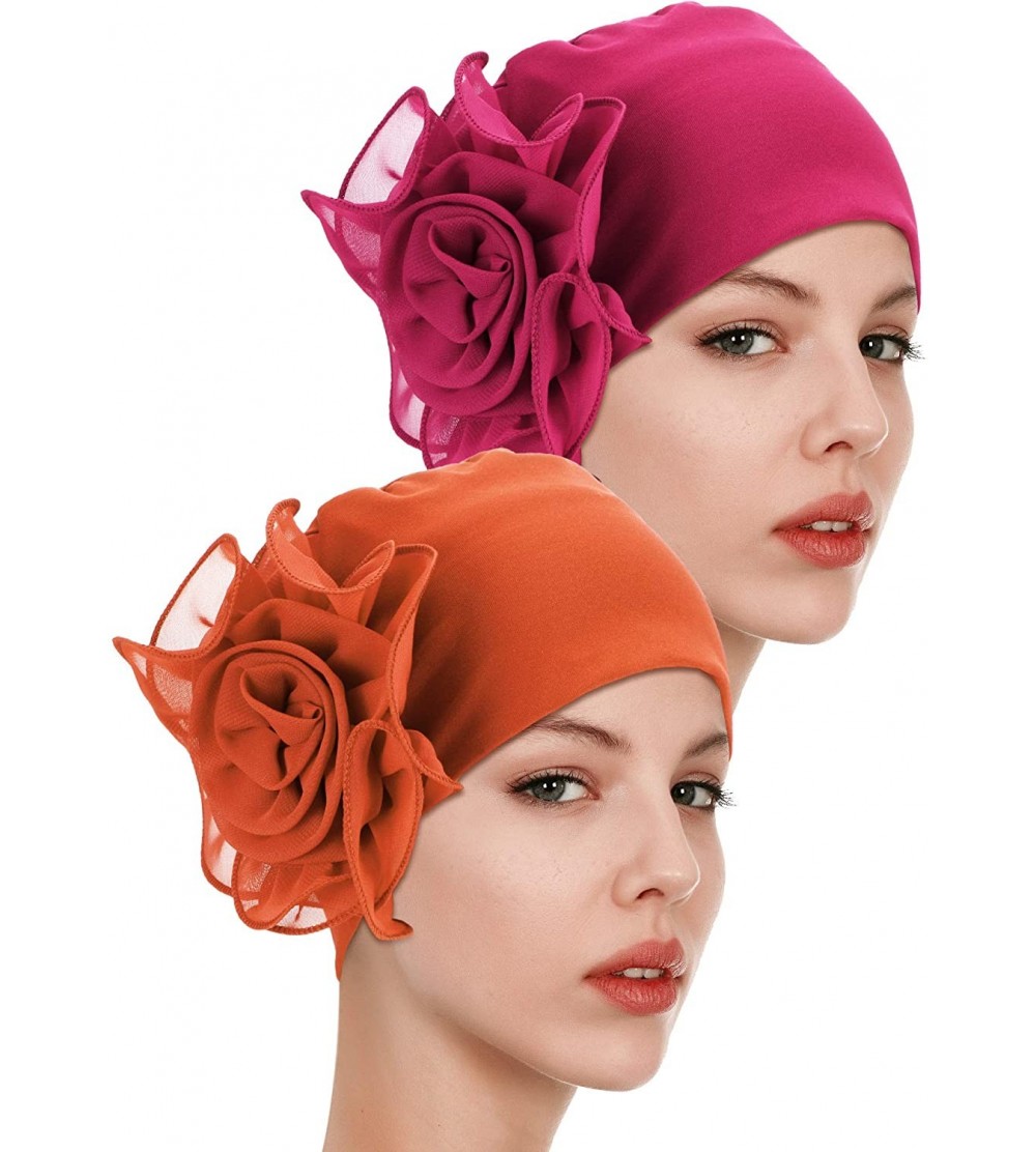 Skullies & Beanies Pieces Turban Flower Stretchy Vintage - CN18TMIGKN6 $11.09