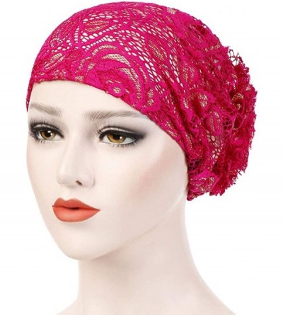 Skullies & Beanies Women Soft Warm Velvet Cancer Chemo Hat Beanie Turban Headband Elegant Wrap Cap - Hot Pink - CQ18OTS0W2D $...