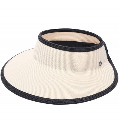 Sun Hats Vienna Visor Women's Summer Sun Straw Packable UPF 50+ Beach Hat - Ivory - CS194OKYSED $31.68
