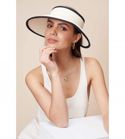 Sun Hats Vienna Visor Women's Summer Sun Straw Packable UPF 50+ Beach Hat - Ivory - CS194OKYSED $31.68