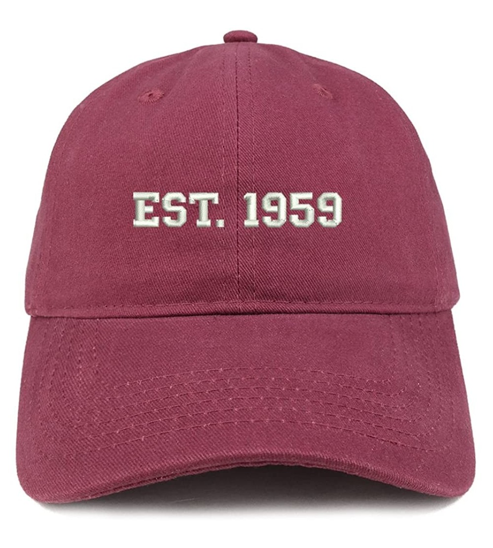 Baseball Caps EST 1959 Embroidered - 61st Birthday Gift Soft Cotton Baseball Cap - Maroon - CA180NQHNOA $15.13