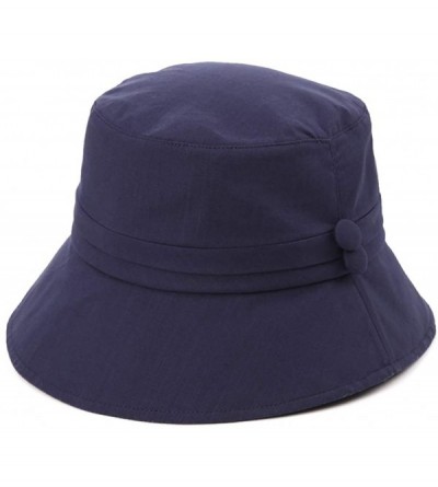 Sun Hats Ladies Summer Bucket Sunhat SPF 50 Golf Gardening Camping Boonie Cap with Chin Cord Packable Safari Caps Navy - CA18...