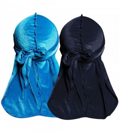 Skullies & Beanies Velvet Durags for Men Waves 2/4 Pair Extra Long-Tail Du-rag Multiple Colors Du Rags for Waves - CN18RT8GKK...