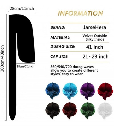 Skullies & Beanies Velvet Durags for Men Waves 2/4 Pair Extra Long-Tail Du-rag Multiple Colors Du Rags for Waves - CN18RT8GKK...