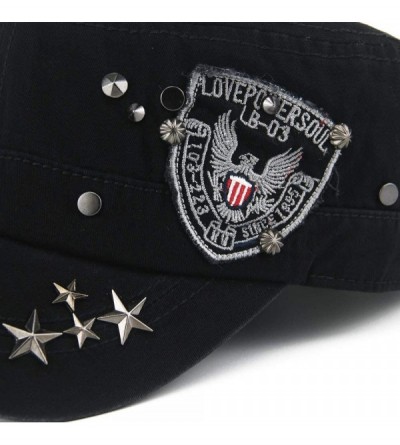 Baseball Caps Men Women USA American Eagle Cadet Army Cap Bling Star Short Bill Military Hat US Flat Top Baseball Sun Cap - C...