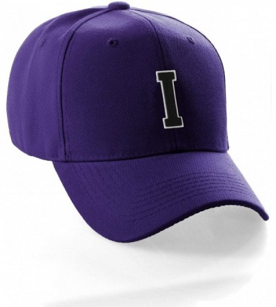 Baseball Caps Classic Baseball Hat Custom A to Z Initial Team Letter- Purple Cap White Black - Letter I - CW18NXZ4GGZ $9.10