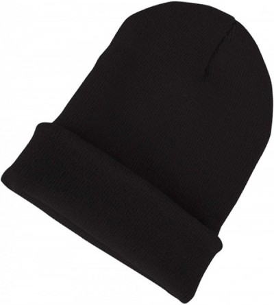 Skullies & Beanies Mens Thick Beanie Hats Solid Color Knit Soft Warm Unisex Beanie Cap - Black+white - CE18NGAA3CW $11.32