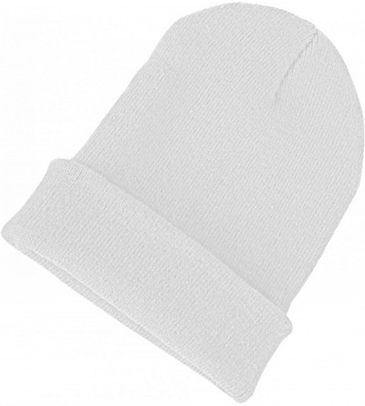 Skullies & Beanies Mens Thick Beanie Hats Solid Color Knit Soft Warm Unisex Beanie Cap - Black+white - CE18NGAA3CW $11.32