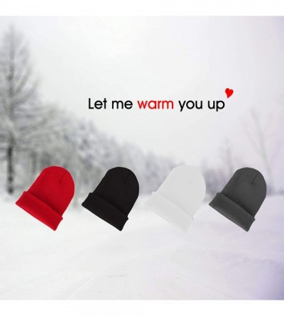 Skullies & Beanies Mens Thick Beanie Hats Solid Color Knit Soft Warm Unisex Beanie Cap - Black+white - CE18NGAA3CW $11.32