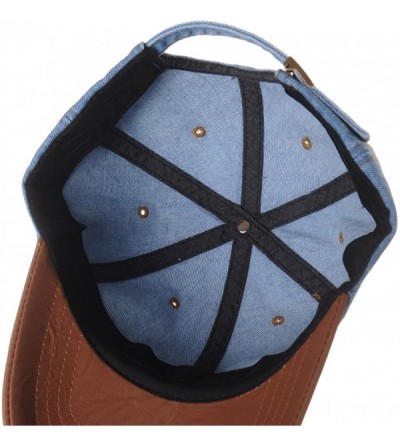 Baseball Caps Denim Baseball Cap Leather Brim Washed Low Profile CR1618 - Lightblue - C217Y0YXMA7 $19.04