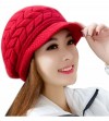 Skullies & Beanies Fashion Women's Crochet Hat Peaked Winter Warm Skullies Beanies Faux Fur Knitted Hats Cap - Watermelon Red...