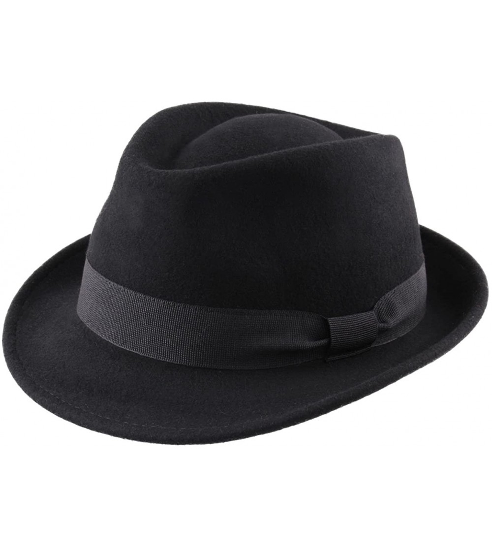 Fedoras Trilby Wool Felt Trilby Hat - Noir - C21884WKZEW $22.06