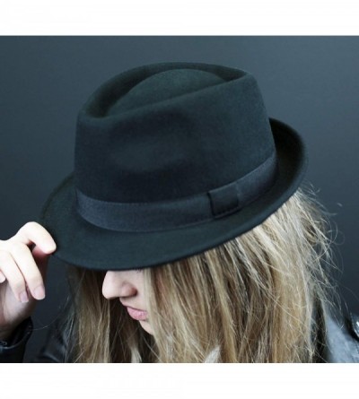 Fedoras Trilby Wool Felt Trilby Hat - Noir - C21884WKZEW $22.06