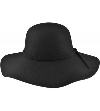 Fedoras Womens Floppy Hat- Wool Felt Wide Brim Sun Hat Fedora Cloche Bowler Cap - Black - CE18SZSL0UO $31.74