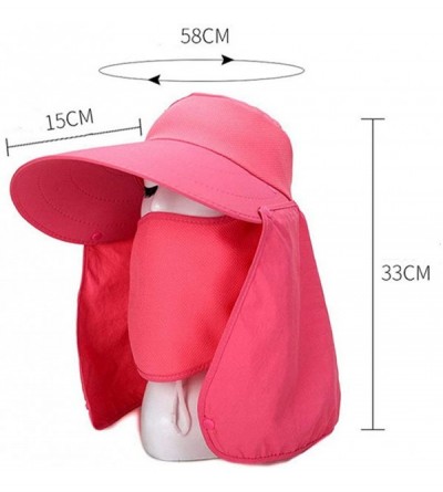 Sun Hats Women Sun Flap Cap Wide Brim Fishing Hat with Removable Face Mask & Neck Flap UPF 50+ - Rose Pink - C9194EUA0I6 $12.42
