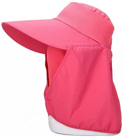 Sun Hats Women Sun Flap Cap Wide Brim Fishing Hat with Removable Face Mask & Neck Flap UPF 50+ - Rose Pink - C9194EUA0I6 $12.42