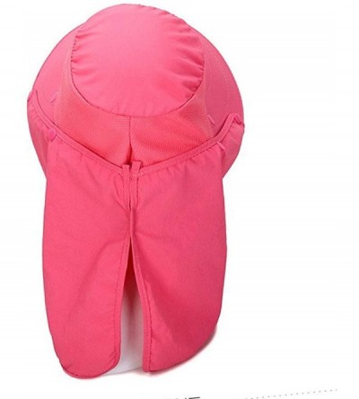 Sun Hats Women Sun Flap Cap Wide Brim Fishing Hat with Removable Face Mask & Neck Flap UPF 50+ - Rose Pink - C9194EUA0I6 $12.42