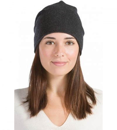 Skullies & Beanies Women's 100% Pure Cashmere Winter Slouchy Beanie (Charcoal) - CZ11J9S6DXT $29.35