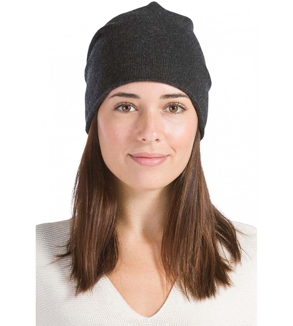 Skullies & Beanies Women's 100% Pure Cashmere Winter Slouchy Beanie (Charcoal) - CZ11J9S6DXT $29.35