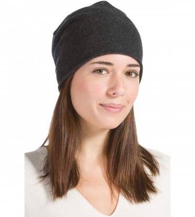 Skullies & Beanies Women's 100% Pure Cashmere Winter Slouchy Beanie (Charcoal) - CZ11J9S6DXT $29.35